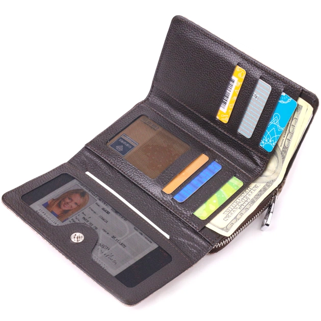 Портмоне Karya З лакованої фактурної шкіри Бежеве (21430) - picture 9