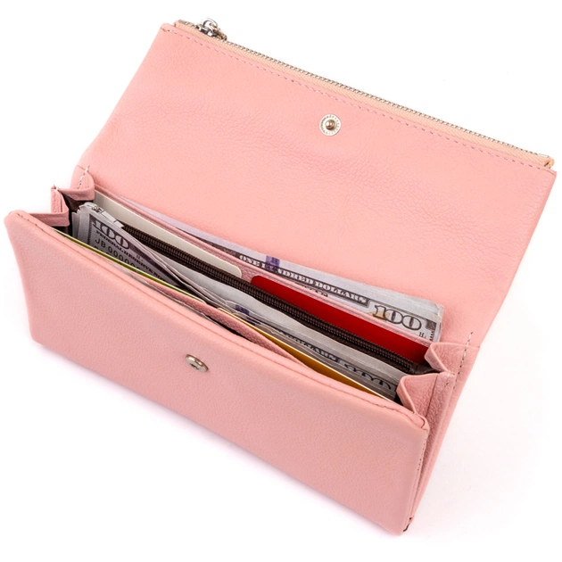 Гаманець ST Leather З кишенею для мобільного Шкіряний Рожевий (19271) - изображение 5