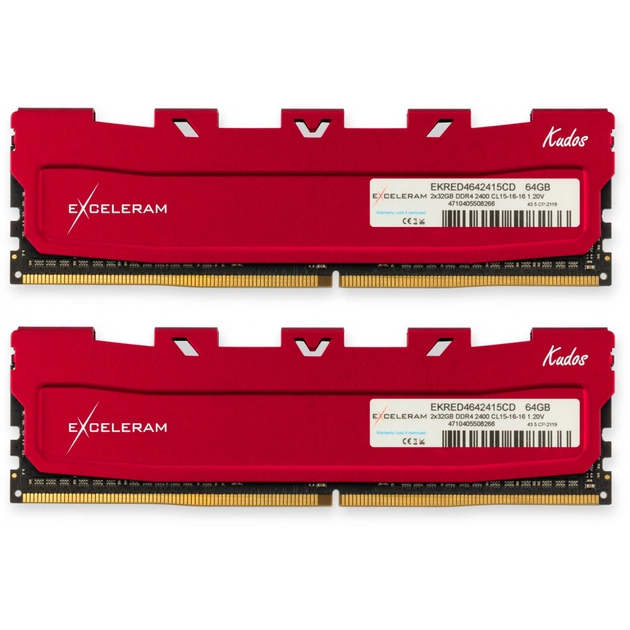 Модуль пам'яті для комп'ютера DDR4 64GB (2x32GB) 2400 MHz Red Kudos eXceleram (EKRED4642415CD) - зображення 1
