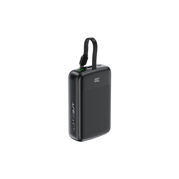 Батарея універсальна Acefast 20000mAh 22,5W PD, QC/3.0 USB-A+USB-C In/Out,build-in cable M14 Black (6974316283966) - зображення 1