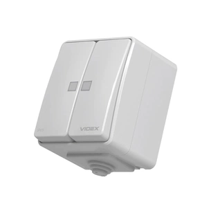 Вимикач Videx BINERA IP65 зовнішній 2кл з підсвічуванням (BINERA IP65 наружный 2кл с подсветкой) изображение 1