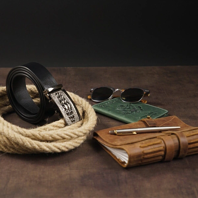 Ремінь Vintage Чоловічий з пряжкою автомат Чорний (20300) - зображення 7