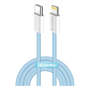Дата кабель USB-C to Lightning 1.0m 27W blue ColorWay (CW-CBPDCL061-BL) picture 1