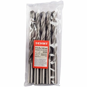Свердло Зеніт HSS по металу 11.5х142 мм (5 шт) (30300115) зображення 1
