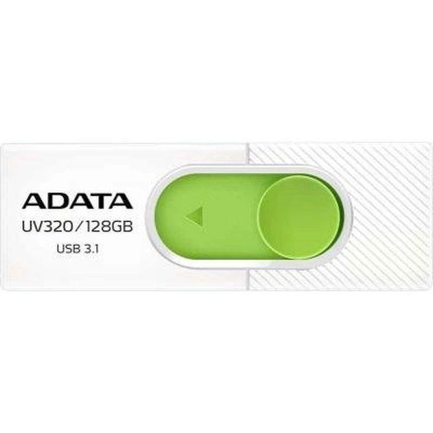 USB флеш накопичувач ADATA 128GB UV320 White/Green USB 3.1 (AUV320-128G-RWHGN) - зображення 1
