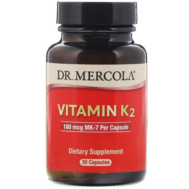 Вітамін Dr. Mercola Вітамін K2, 180 мкг, Vitamin K2, 30 капсул (MCL-01194) - изображение 1