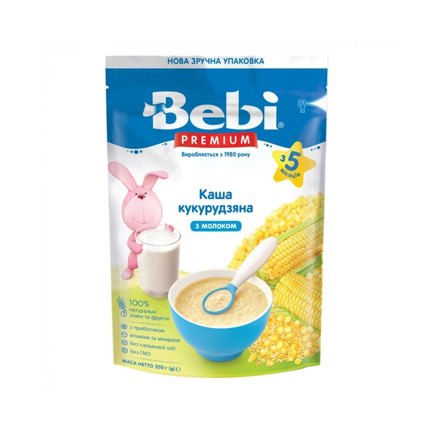 Дитяча каша Bebi Premium молочна кукурудзяна +5 міс. 200 г (8606019654412) - зображення 1