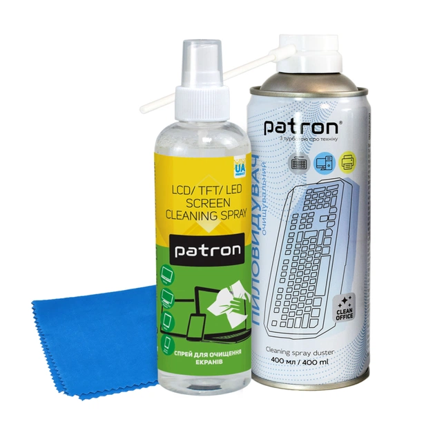 Универсальный чистящий набор Patron spray duster 400ml F3-020 +ScreenSprF3-001+microf (CS-PN-BUNDL-8) - изображение 1