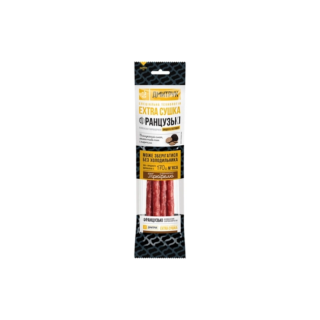 Мʼясні снеки Дмитрук Ковбаски сирокопчені Французькі 80 г (4820247142792) - picture 1