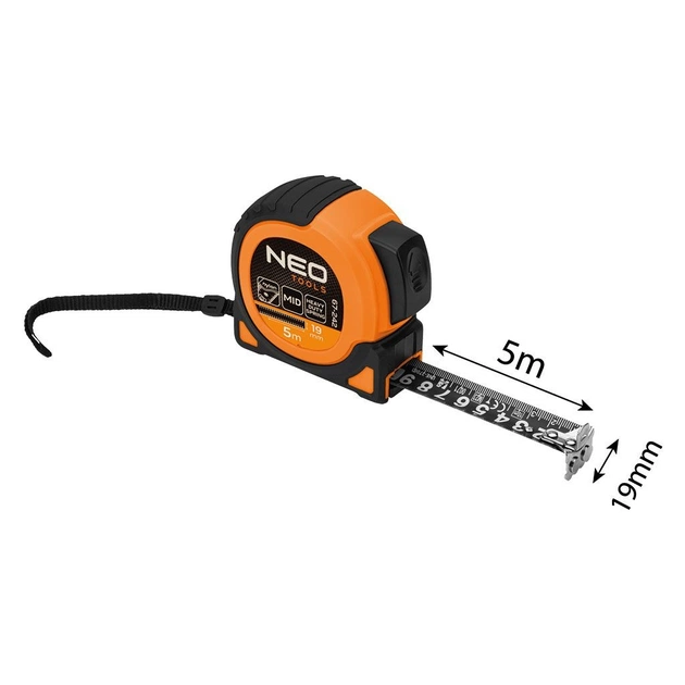 Рулетка Neo Tools Super Black, 5мx19мм, з фіксатором змотування, магніт (67-242) - picture 10