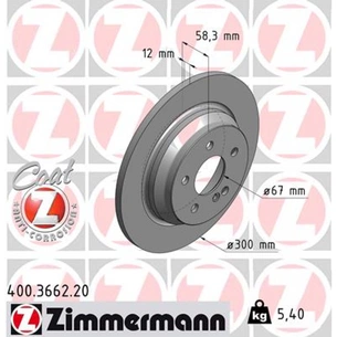 Гальмівний диск ZIMMERMANN 400.3662.20 зображення 1