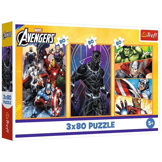 Пазл Trefl The Avengers Дні наповнені діями 3x80 (5900511348835) - зображення 1