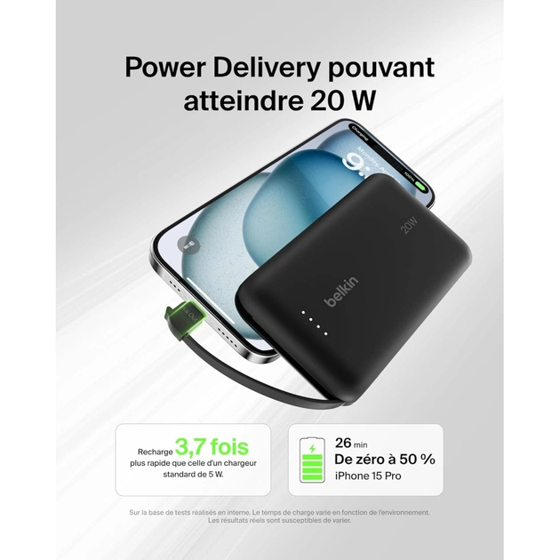 Батарея універсальна Belkin 10000mAh, 20W, USB-C, Black (BPB021HQBK) - зображення 7