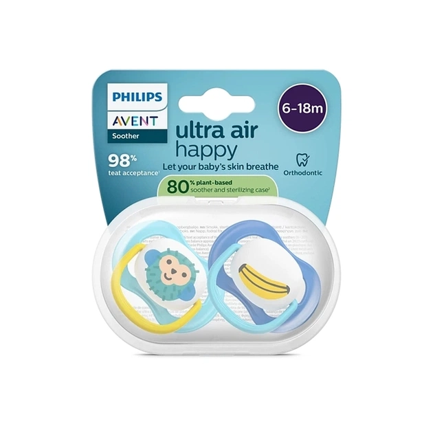 Пустушка Philips AVENT Ultra Air 6-18 місяців 2 шт синьо-жовта (SCF080/26) - picture 2