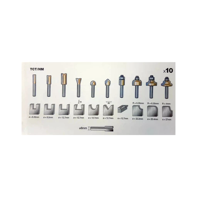 Набір фрез Stanley TCT 8 мм, 10 шт. (STA80020) - picture 4