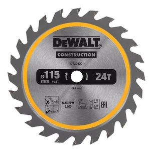 Диск пильний DeWALT універсальний, 115 х 9.5 мм, 24z, TCT, 5000 об/хв (DT20420) зображення 1