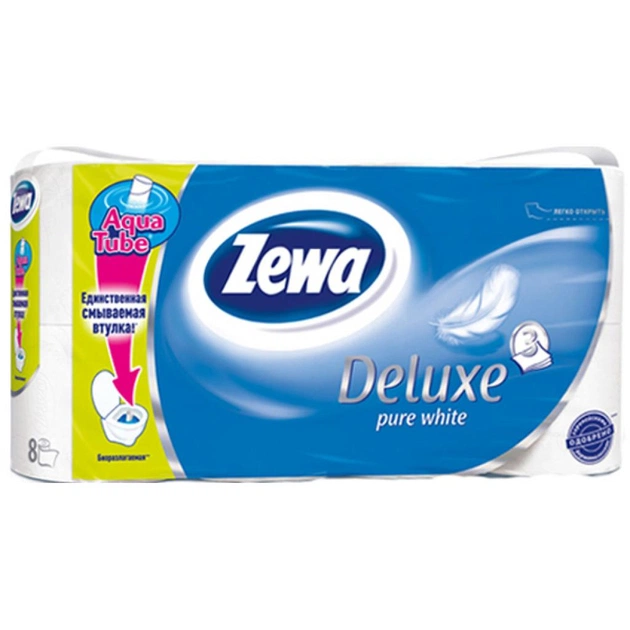 Туалетний папір Zewa Deluxe 3-шаровий Білий 8 шт (7322540313345/7322541171739) - изображение 1