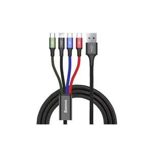 Дата кабель USB 2.0 AM to Lightning + Micro 5P + USB-C 1.2m 3.5A black Baseus (CA1T4-B01) зображення 1