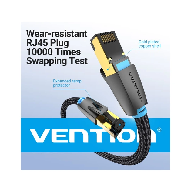 Патч-корд 0.5м, S/FTP cat 8 RJ-45 COPPER black Vention (IKGBD) - picture 6