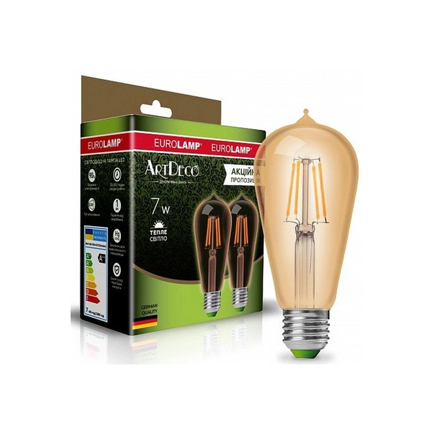 Лампочка Eurolamp ST64 7W E27 2700K (MLP-LED-ST64-07273(Amber)) - зображення 1