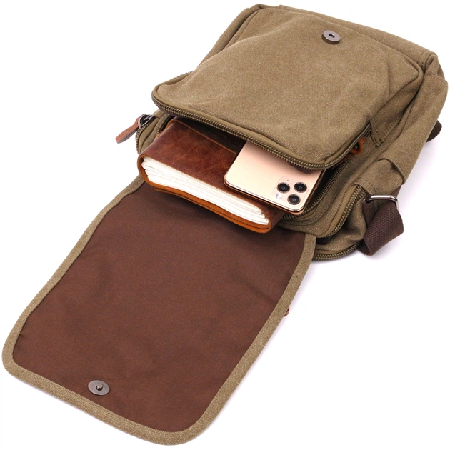 Сумка Vintage На плече з текстилю Оливкова (22228) - зображення 9