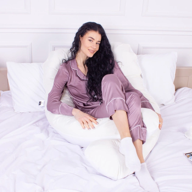 Подушка MirSon для вагітних і відпочинку Eco Line №8033 U-подібна White-Creamy (2200006185086) - picture 7