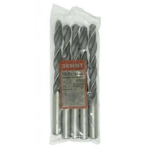 Свердло Зеніт HSS по металу 10.5х133 мм (5 шт) (30300105) зображення 1