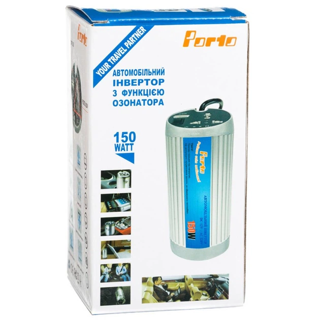 Автомобільний інвертор Porto 12V/220V 150W, USB, іонізатор, Black (MNY-150B) - зображення 4