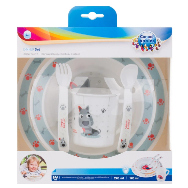 Набір дитячого посуду Canpol babies Cute Animals Собачка Блакитний 5 предметів (4/401_blu) - picture 8