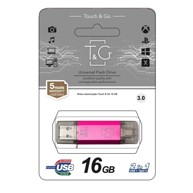 Флеш-накопичувач USB 3.0 16GB Type-C T&G 009 Star Series Fuchsia (TG009TC-16GFC3) - зображення 1