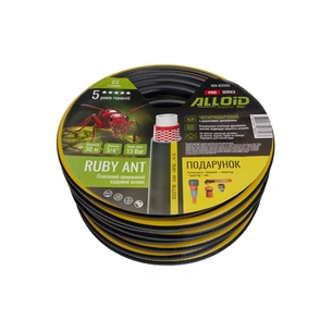Шланг для поливу Alloid Pro армований, 4-шаровий, Ruby Ant, 3/4", 30м, розприскувач «Равлик», 2 адаптери, конектор, ніж (WH-63320) зображення 1