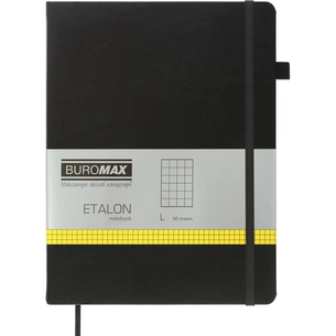 Книга записная Buromax Etalon 190x250 мм 96 листов в клетку обложка из искусственной кожи Черная (BM.292160-01) изображение 1