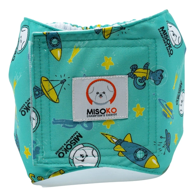 Подгузники для животных MISOKO&CO многоразовые для кобелей, с ракетами, L 1 шт. мятные (HAINMSK63950) - изображение 1