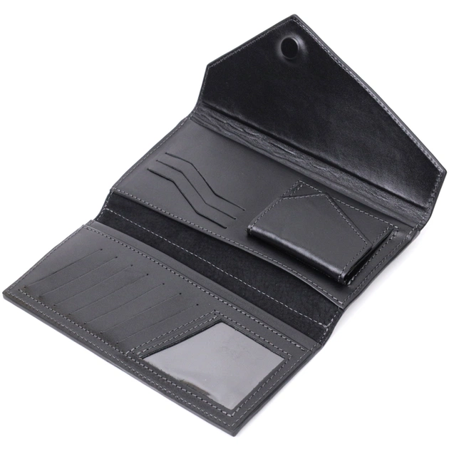 Гаманець Grande Pelle З монетницею зовні з натуральної шкіри Чорний (11646) - зображення 6