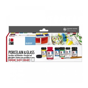 Акрилові фарби Marabu Porcelain & Glass, 6 кольорів 15 мл (4007751972378) зображення 1