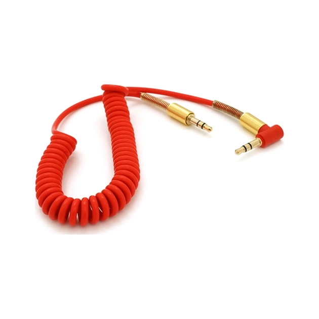 Кабель мультимедийный 3.5mm M to 3.5mm M 1.5m 90° corner red Voltronic (YT-AUXSGJ(M)/(M)-1.5-R) - изображение 1