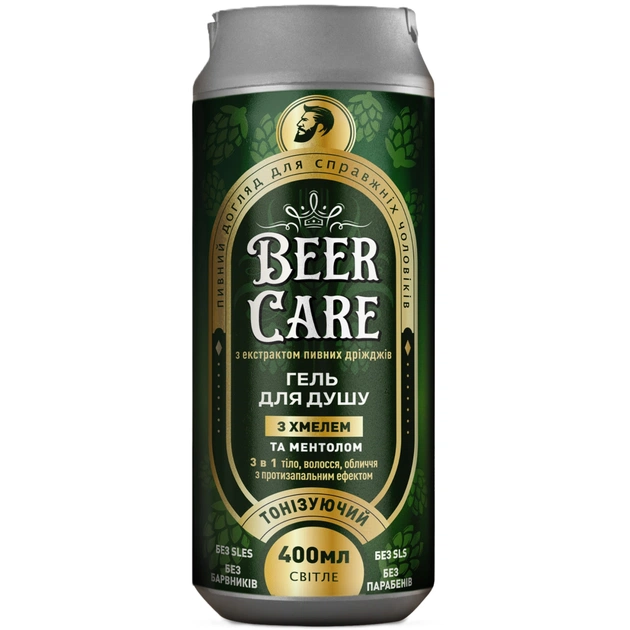 Гель для душа Beer Care 3 в 1 С хмелем и ментолом Тонизирующий 400 мл (4820164641996) - изображение 1