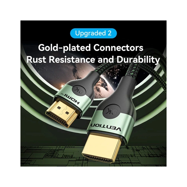 Кабель мультимедійний HDMI M to HDMI M 1.0m 8K ultra thin cotton braided green Vention (ALOGF) - зображення 7