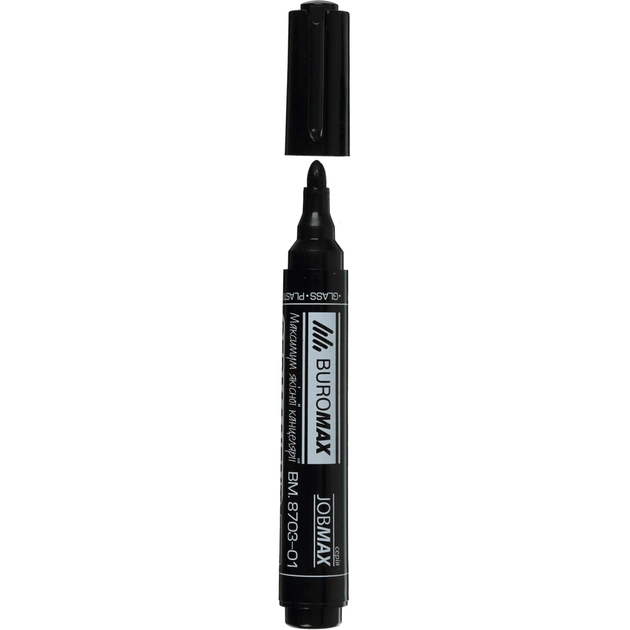 Маркер Buromax Permanent JOBMAX, round tip, black 2-4 мм (BM.8703-01) - изображение 1