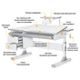 Парта Mealux Hamilton Multicolor Grey з полицею S-50 (BD-680 W/G MC + S50 WG) - зменшене зображення 2