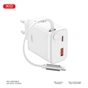 Зарядний пристрій XO 1xUSB-C + 1xUSB QC30W GaN + cable USB-C to USB-C white (XO-CE31) - зменшене зображення 4