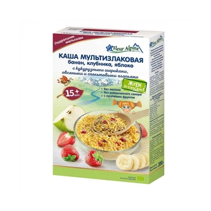 Дитяча каша Fleur Alpine безмолочна Organic Мультизлакова банан-яблуко-полуниця 200 г (9010004508168) изображение 1