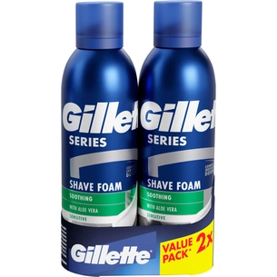 Піна для гоління Gillette Series Для чутливої шкіри з алое вера 200 мл + 200 мл (8700216579889) изображение 1