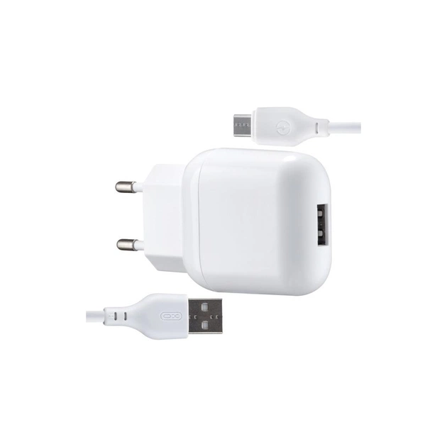 Зарядний пристрій XO L37 2.1A/1USB + cable Micro-USB White (XO-L37-MCR) - зображення 1