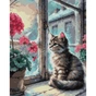 Картина по номерам Santi алмазна мозаїка Квітка та кошеня 40х50 см на підрамни (956056) - preview 1