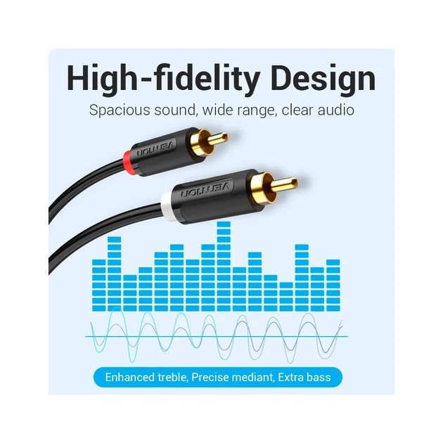 Кабель мультимедійний 2xRCA M to 2xRCA M 1.0m black Vention (VAB-R06-B100) - picture 3
