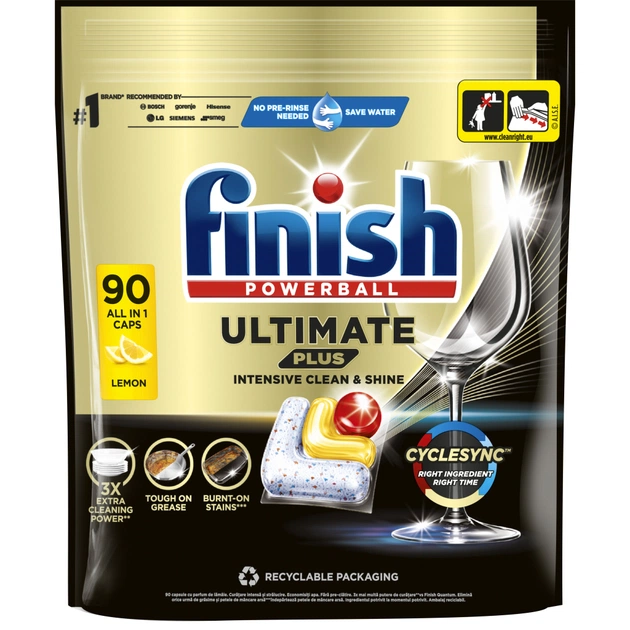 Таблетки для посудомийних машин Finish Ultimate Plus All in 1 Lemon 90 шт. (5908252011025) - зображення 1