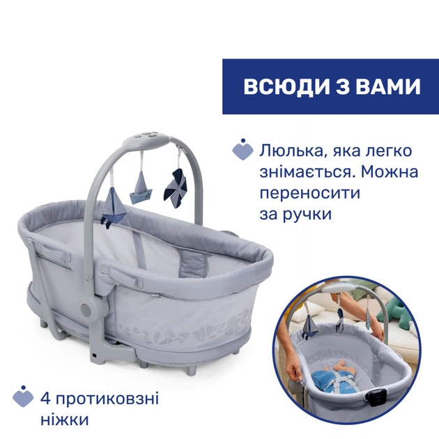 Ліжечко Chicco Колиска для новонародженого 5 в 1 Baby Hug Pro, сірий (87076.40) - изображение 3