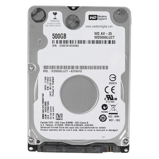 Жорсткий диск для ноутбука 2.5" 500GB WD (# WD5000LUCT-FR#) - изображение 1