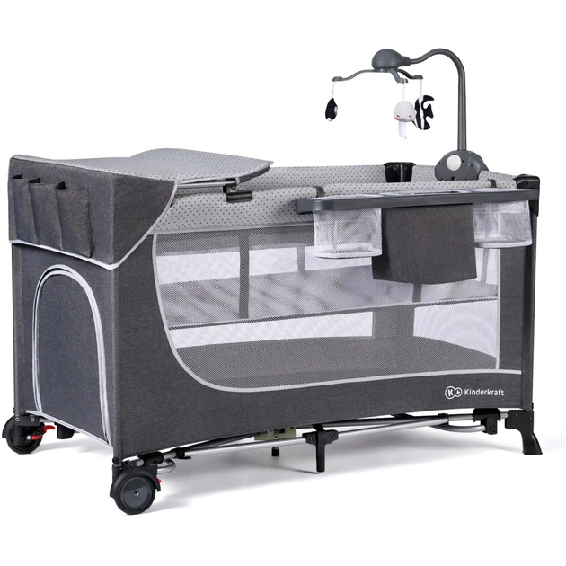 Дитячий манеж Kinderkraft кровать Leody с пеленатором Grey (5902533917952) - picture 3